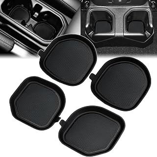 Auovo Auto Cup Holder Inserts Coaster Fit for 2018-2023 Wrangler JL JLU 2020-2022 2023 Gladiator Accessories JT Cup Mat Pad Interior Decoration(Black Trim, 4-pcs kit, for deep Rear Cup Holders)