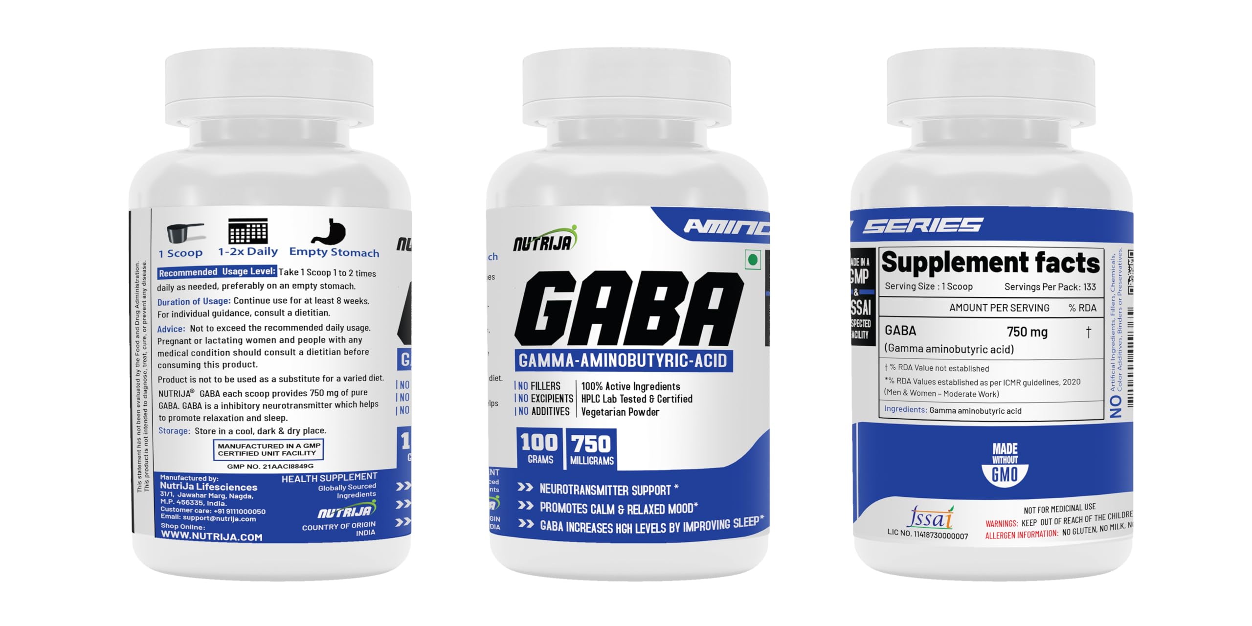 NutriJa GABA Powder - 100g | Gamma Aminobutyric Acid 750mg Supplement | Supports Calm Mood, Relaxation, Focus & Night-Time Routine | Pure Unflavoured Powder -133 Servings — Amazon image 4