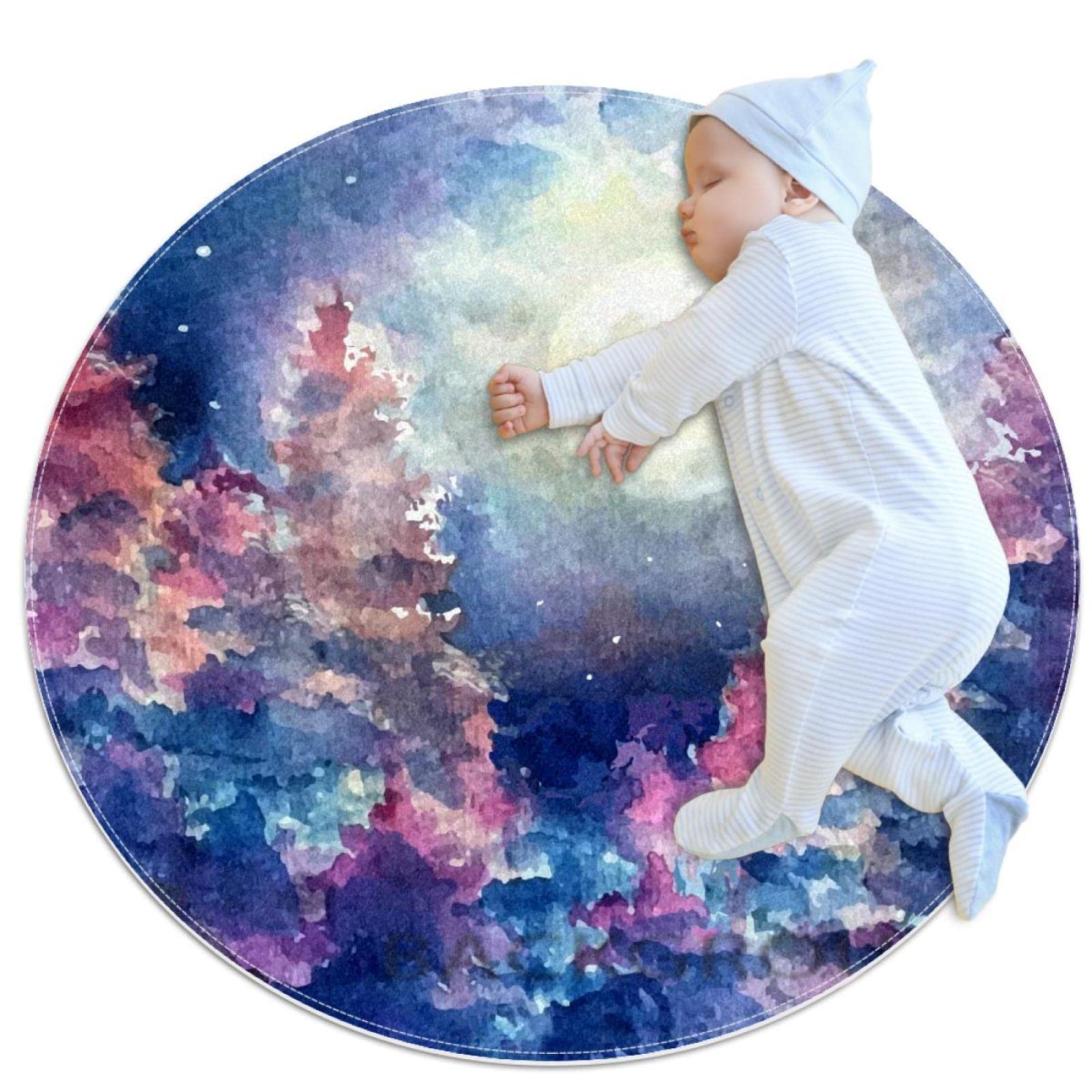 Tapis de bain antidérapant lune forêt 1m pour éviter les glissades