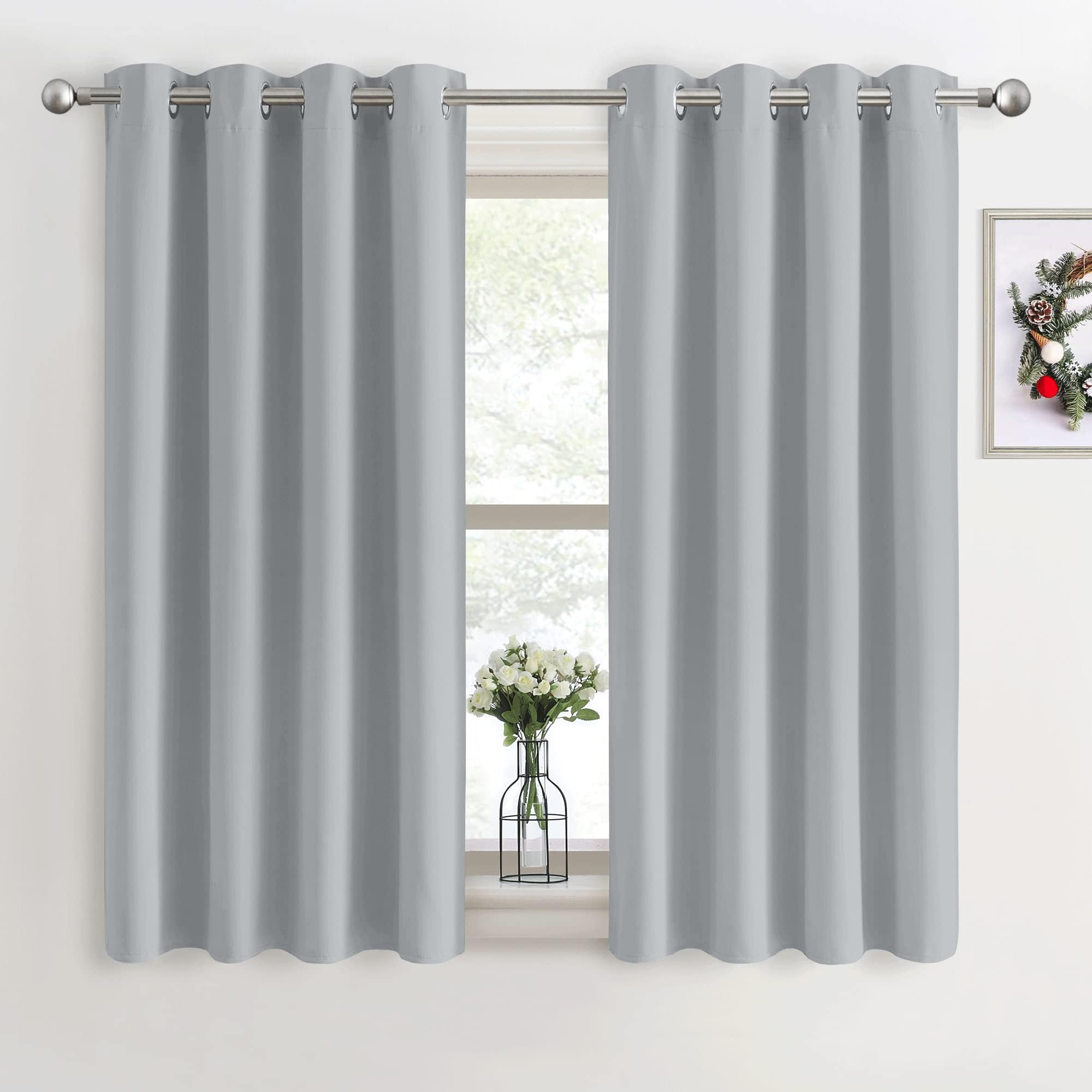 PONY DANCE Blackout Eyelet Curtains, Silver Grey, 2 Panels, 46 x 40 Inch