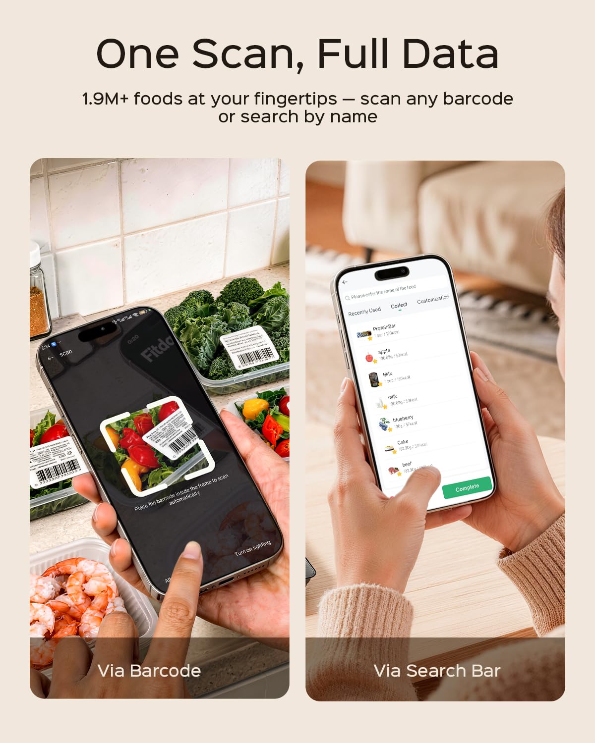 Báscula inteligente de alimentos con calculadora nutricional