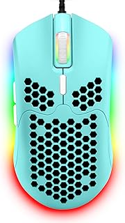 ZIYOU LANG Wired Lightweight Gaming Mouse,6 RGB Backlit Mouse with 7 Buttons Programmable Driver,6400DPI Computer Mouse,Ultralight Honeycomb Shell Ultraweave Cable Mouse for PC Gamers,Xbox,PS4(Green)