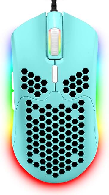 ZIYOU LANG Wired Lightweight Gaming Mouse,6 RGB Backlit Mouse with 7 Buttons Programmable Driver,6400DPI Computer Mouse,Ultralight Honeycomb Shell Ultraweave Cable for PC Gamers,PS4(Green)