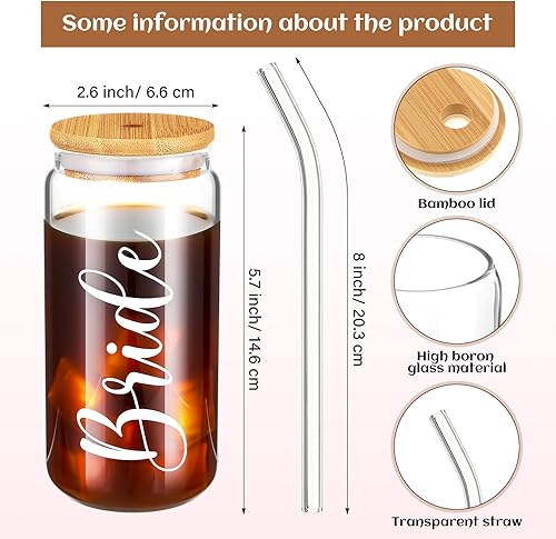 Miniatura 8 de Zubebe Juego de 3 piezas de regalos para novia para despedida de soltera, incluye taza de vidrio, bolsa de lona, bolsa de maquillaje para regalo de