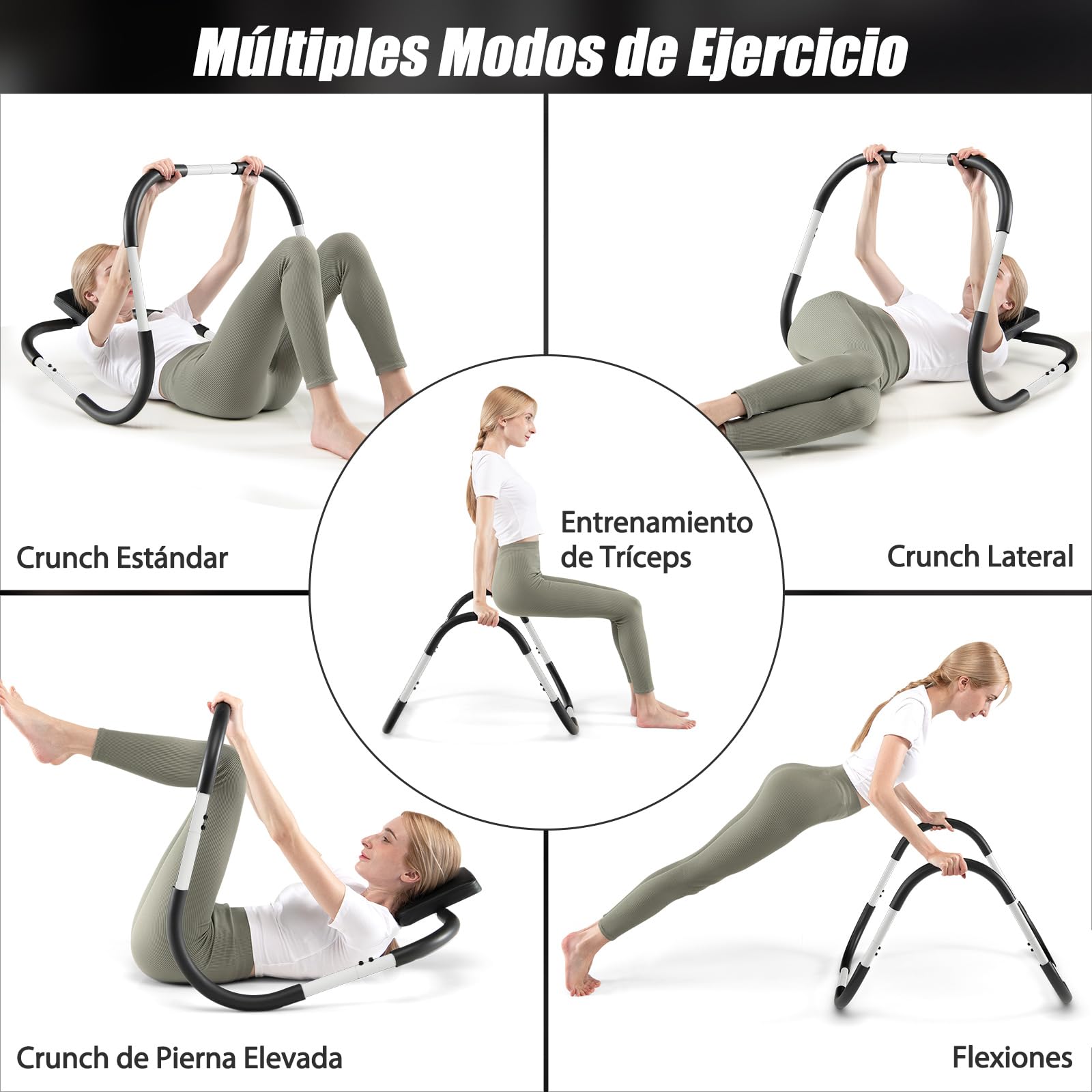 COSTWAY Entrenador de Fitness AB Trainer, Entrenador de Ejercicios de Fuerza Abdominales, Reposacabezas Acolchado
