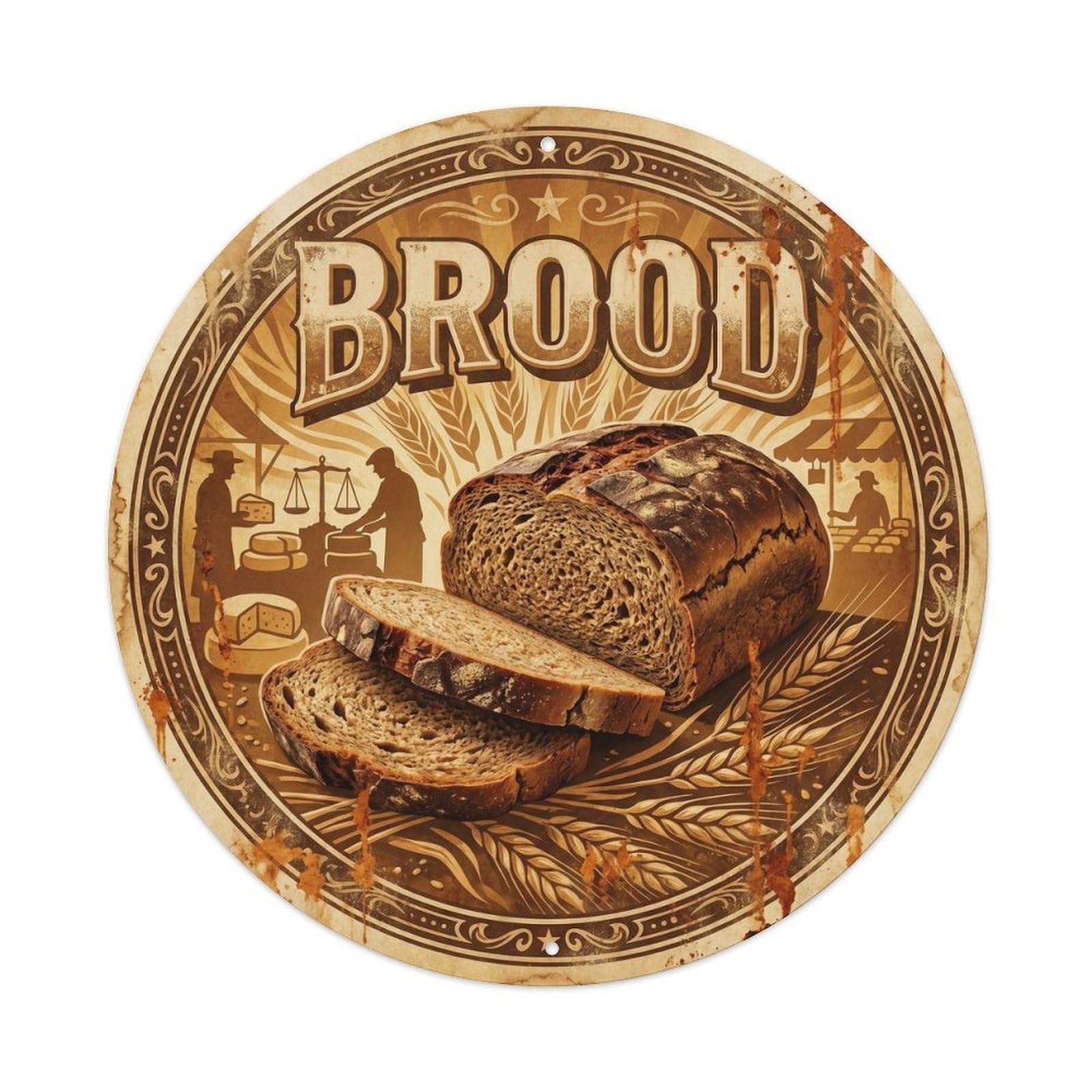 Village Bakery Bread Loaf Dutch Travel Retro Diner Metal Tin Sign
