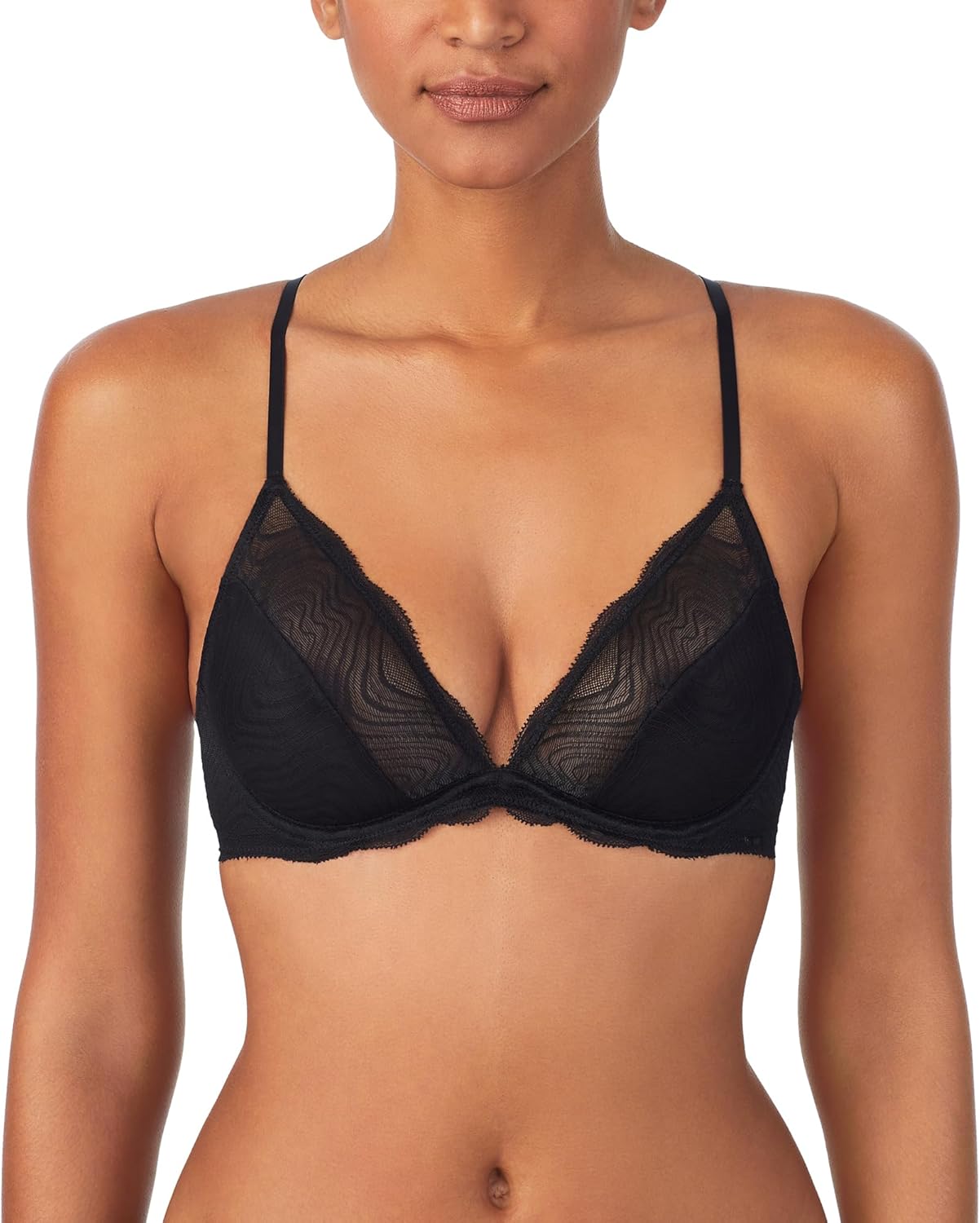 DKNY Women's Wave Lace Pattern Unlined Wired Demi Bra