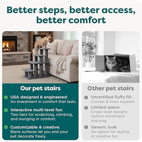 Miniatura 3 de furhaven fácil paso escaleras de mascotas, Crema