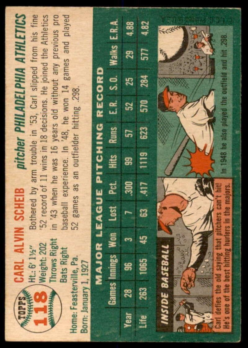 Carl Scheib Card 1954 Topps #118 - Slabbed Baseball Cards