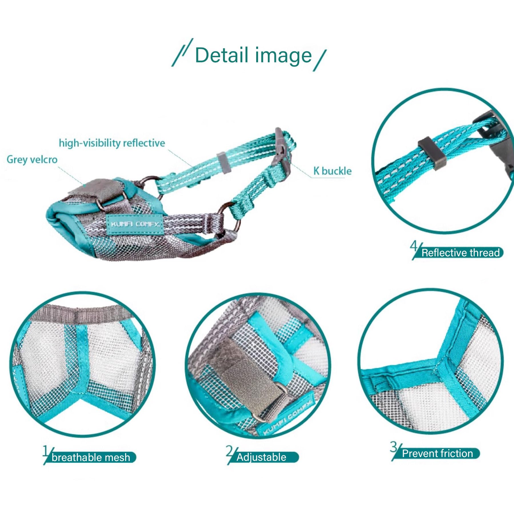 Bozal para Perro/Bozal con Cinta de Nailon,con Cinta Reflectante y Acolchado de Tela Suave,Entrenamiento,M-XXL,Negro,Perro
