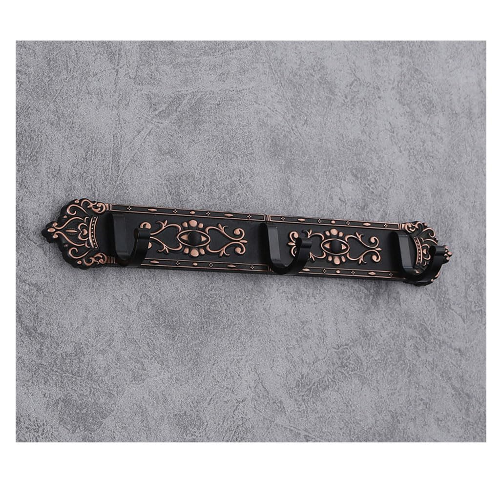 Lmysxaoz Black Vintage Metal Coat Rack Wall Mount, Aluminum Thickened Hooks Hanging Rail Clothes Towel Racks For Bathroom Entryway Bedroom Behind The Door 3Hook