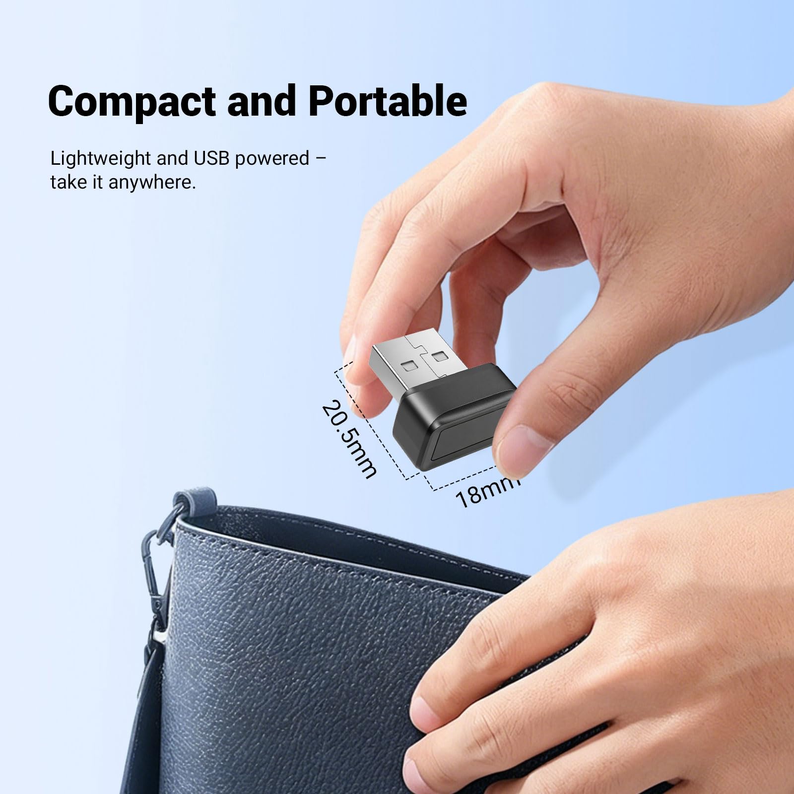 Lecteur d‘Empreintes digitales USB pour Windows Hello, Compatible avec Windows 11/10, Capteur 360°, clé de sécurité biométrique Plug & Play pour PC/Ordinateur Portable