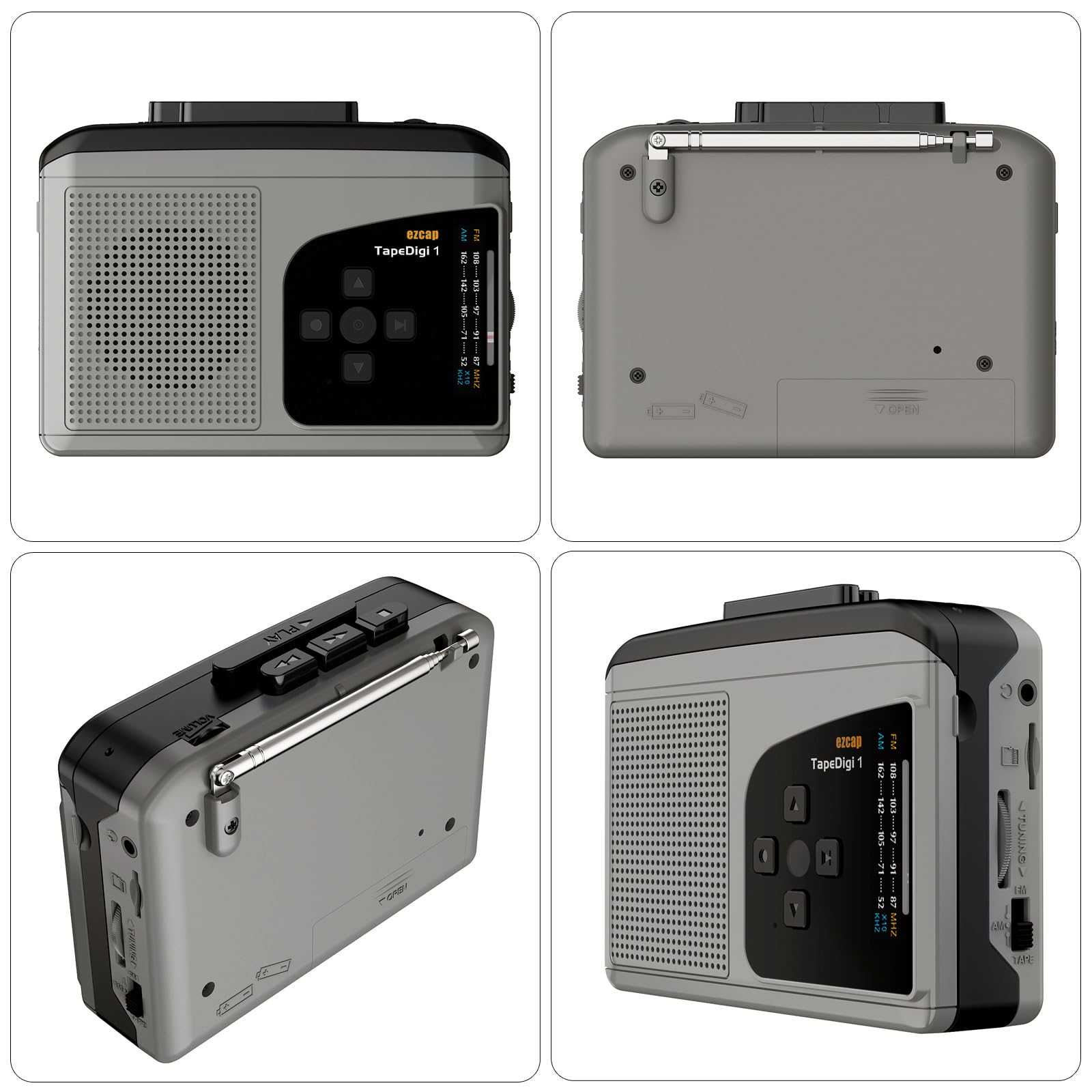 Ezcap234 Odtwarzacz kasetowy Przenośne radio Am Fm Konwerter kasety magnetofonowej na MP3 Rejestrator dźwięku Wbudowany głośnik z gniazdem słuchawkowym dla miłośników muzyki