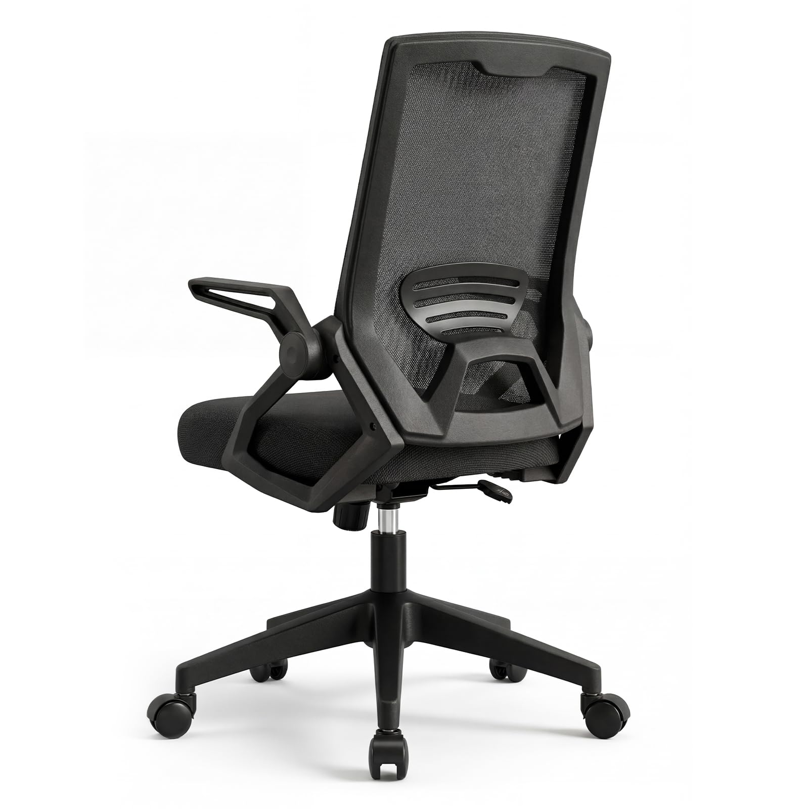 USOR Office Chair, Desk Chair with 90ยฐ Flip-Up Arms, Lumbar Support & Breathable Mesh Back - Height Adjustable, Tilt Function Swivel Chair for Home Office, Computer Chair, Black