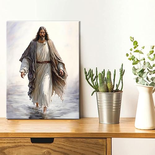 Miniatura 6 de Lienzo decorativo enmarcado de Jesús para pared, lienzo cristiano, religioso, Jesús, decoración de pared, póster bíblico, impresión para sala de
