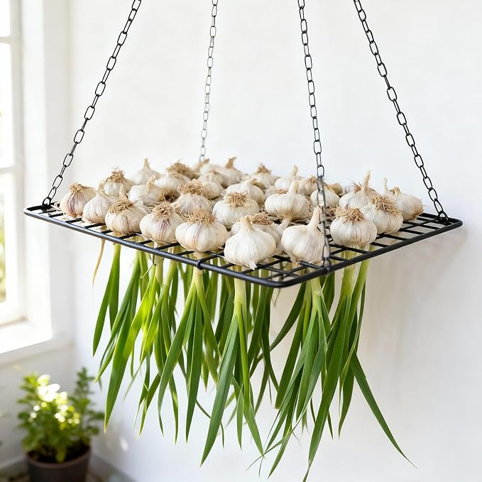 Herb Drying Rack - Hanging Mesh Dryer for Garlic, Onion, Herbs, and Plants - Space-Saving Design (14.5x28 inches) - Perfect for Kitchen and Garden Use - Easy to Clean and Store
