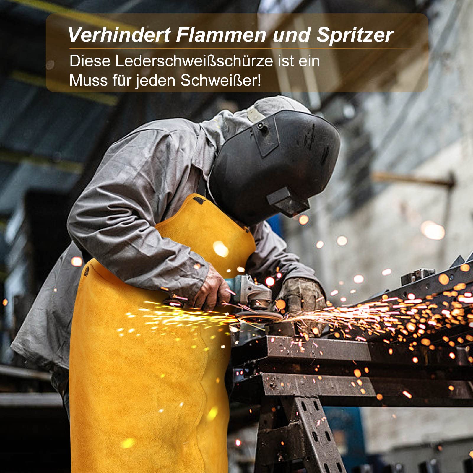 Youyijia Schweißerschürze Flammhemmende 60 x 90 cm Arbeitskleidung | lederschürze schweißerschürze aus Kuhspaltleder Hitzebeständig Spaltleder Latzschürze Verstellbare Schutzkleidung