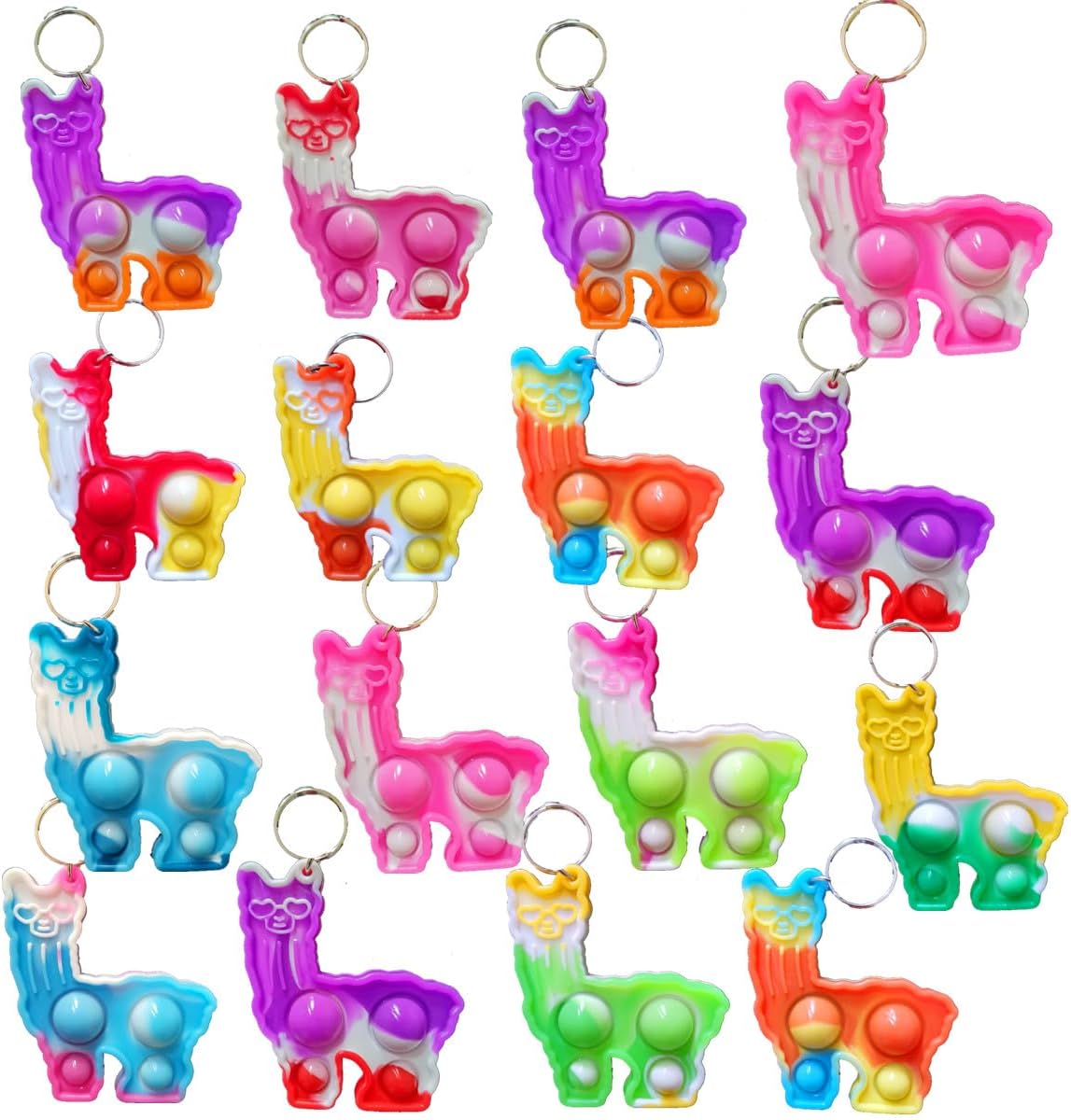 100 Packs Push Fidget Bubble Bulk Llamas Mini Pop Keychain,Summer Small Birthday Party Favors Supplies and Classroom Student Prizes