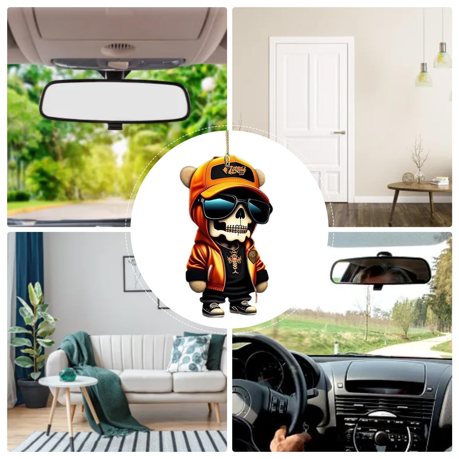 PTNKUIIY Pendentif De Rétroviseur Intérieur De Voiture - Ours Mignon Oscillant - Ornement Suspendu - Pour Rétroviseur De Voiture