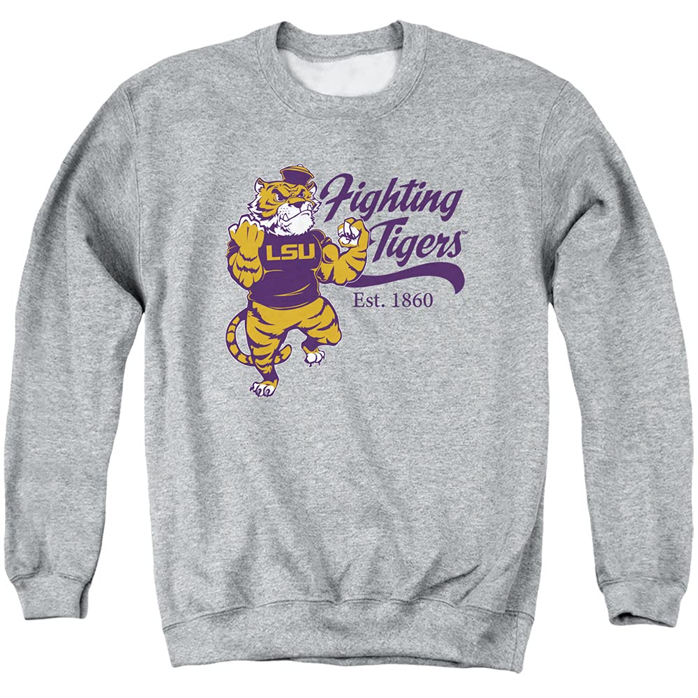 Louisiana State University LSU Official Mike The Fighting Tiger Unisex Adult Crewneck Sweatshirt,Athletic Heather, Medium