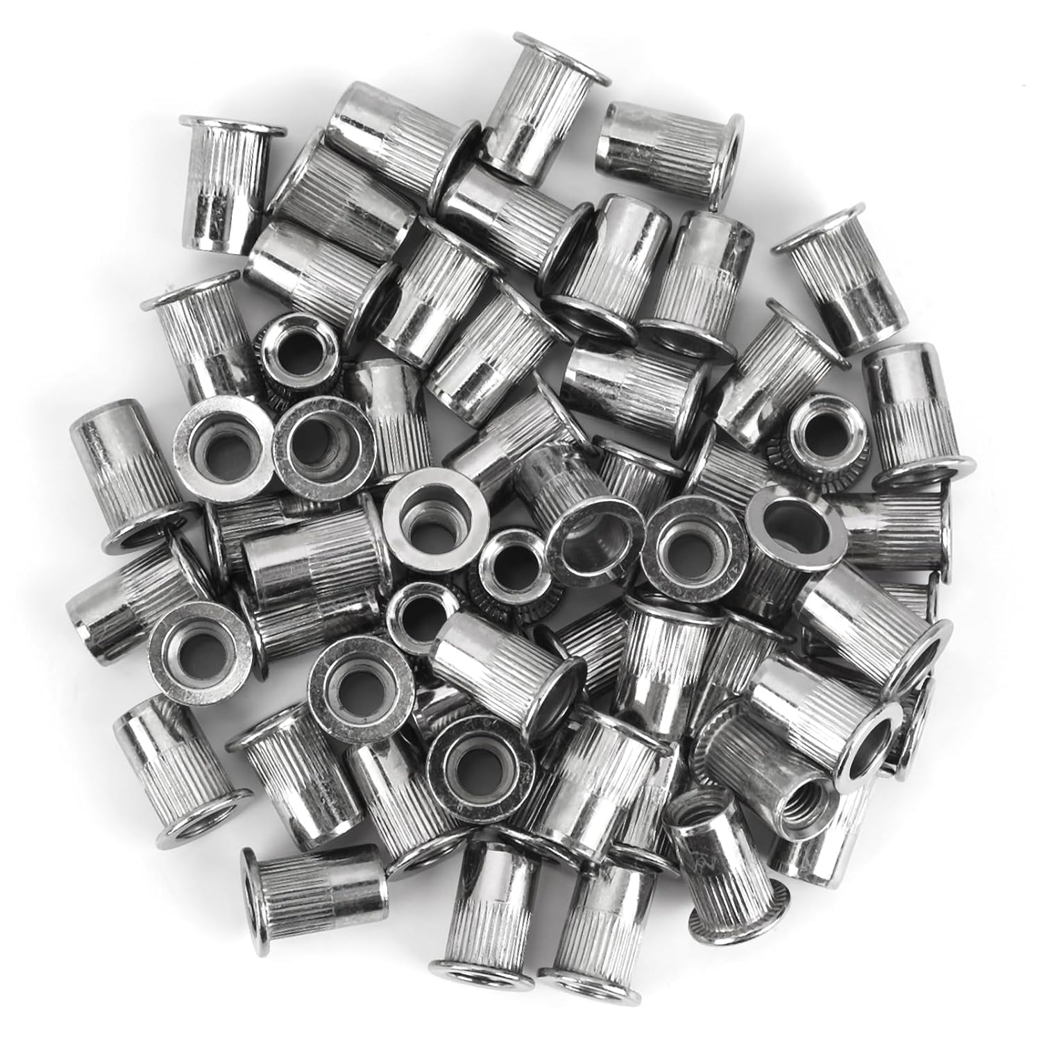 100 Pezzi Dadi Rivetti Filettati in Acciaio Inox M6, Dadi Filettati a Testa Piatta - Resistenza alla Ruggine, Facilità di Installazione, Ideale per Vari Materiali, Filettatura Profonda