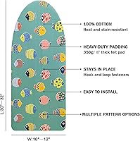 Vista 2 de Funda y almohadilla pequeña para tabla de planchar de 12 x 32 pulgadas, 3 pares de correas de cierre de velcro, bordes elásticos, mini cubierta