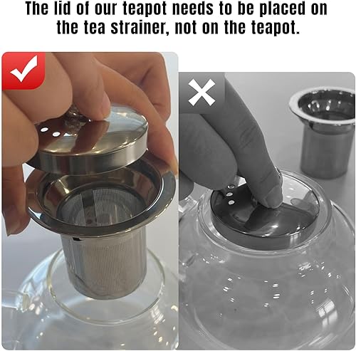 Miniatura 4 de PARACITY Tetera de vidrio de 40 onzas/40.6 fl oz, hervidor de té transparente de borosilicato con infusor de acero inoxidable 18/8 extraíble, tetera