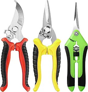 3 Pack Garden Pruning Shears, Stainless Steel Shears, Gardening Shears, Scissors, Garden Clippers, Pruning Snips, Pruning Shears for Gardening Tools (Multicolor)
