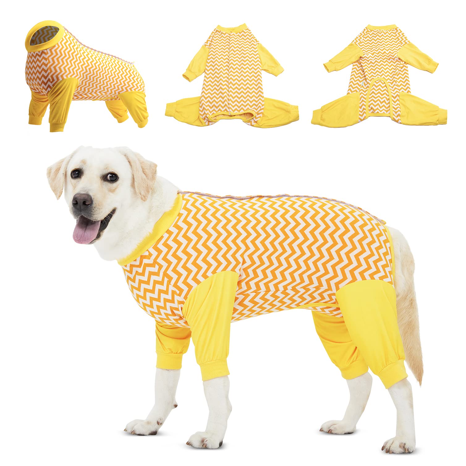 LovinPet Dog Recovery Suit, Anti-Lick Coverage, Yellow, 3XL