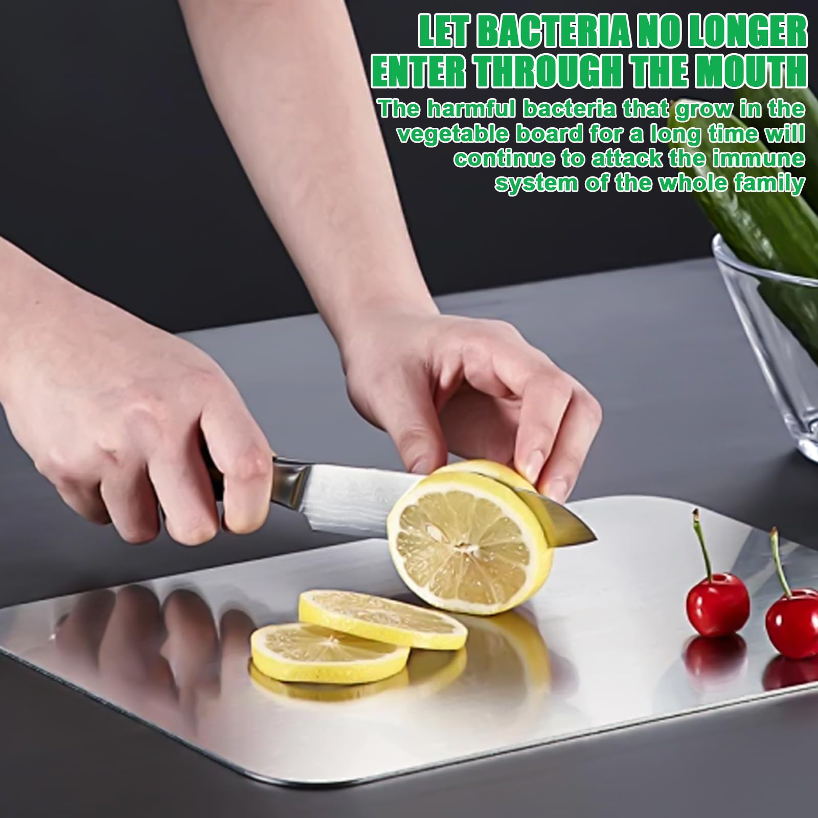 Tagliere In Titanio E Acciaio Inox 34x23 Cm - Doppio Lato Per Carne E Verdure, Facile Da Pulire, Leggero E Appendi Bile