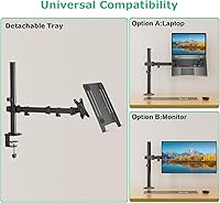 Vista 4 de Soporte de escritorio individual para laptop con bandeja ventilada ajustable, se adapta a laptops de hasta 17 pulgadas, soporte de soporte