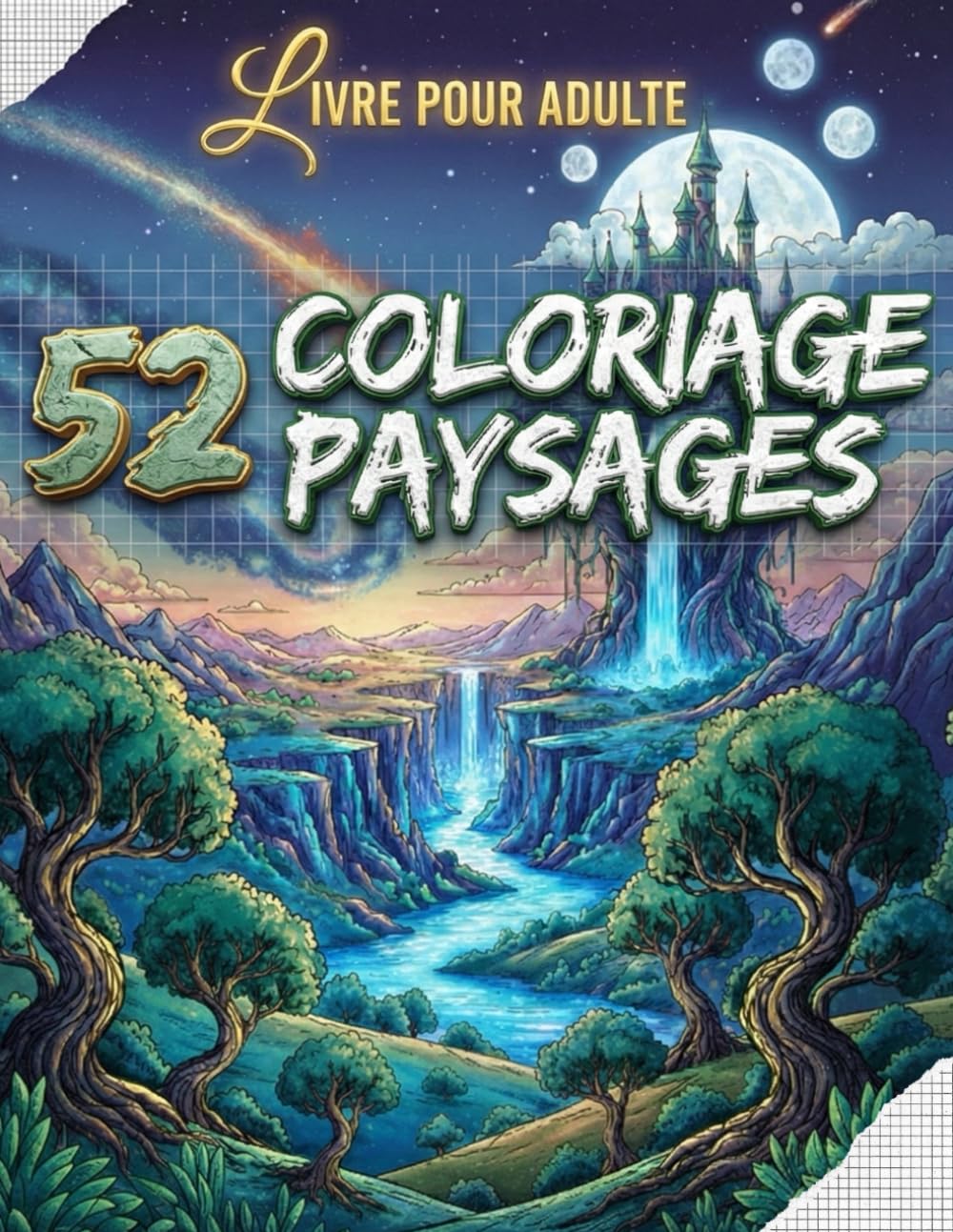 livre coloriage adulte paysages: +50 Paysages Anti-stress