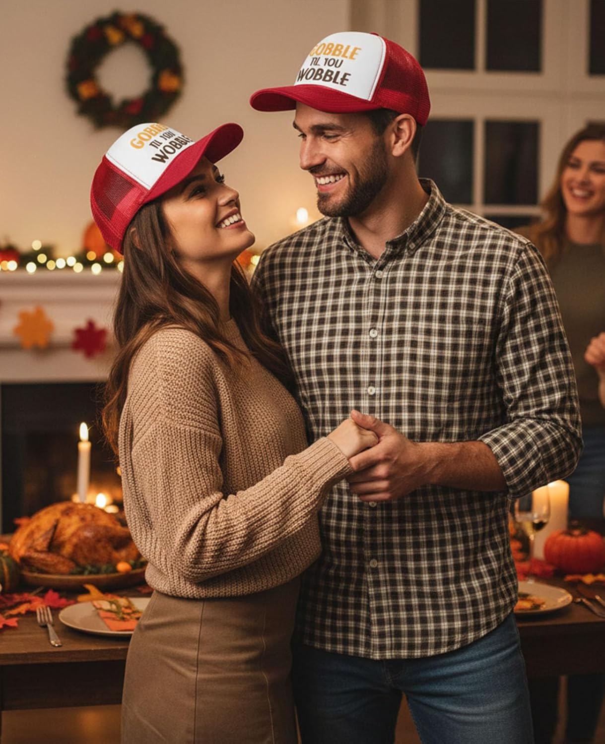 Tstars Gobble Til You Wobble Turkey Hat - Funny Thanksgiving Cap for Men & Women, Adjustable Mesh Baseball Style - Image 3