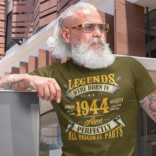 Miniatura 3 de Camiseta de 80 cumpleaños para hombre, leyendas nacieron en 1944, camiseta vintage de 80 años