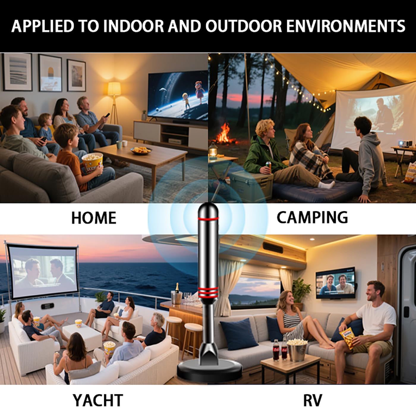 Antenna TV per Smart TV da interni, antenna digitale HDTV con base magnetica, amplificatore di segnale a lungo raggio a 360° 4K 1080p, antenna TV da interni per canali locali ricezione a lungo raggio