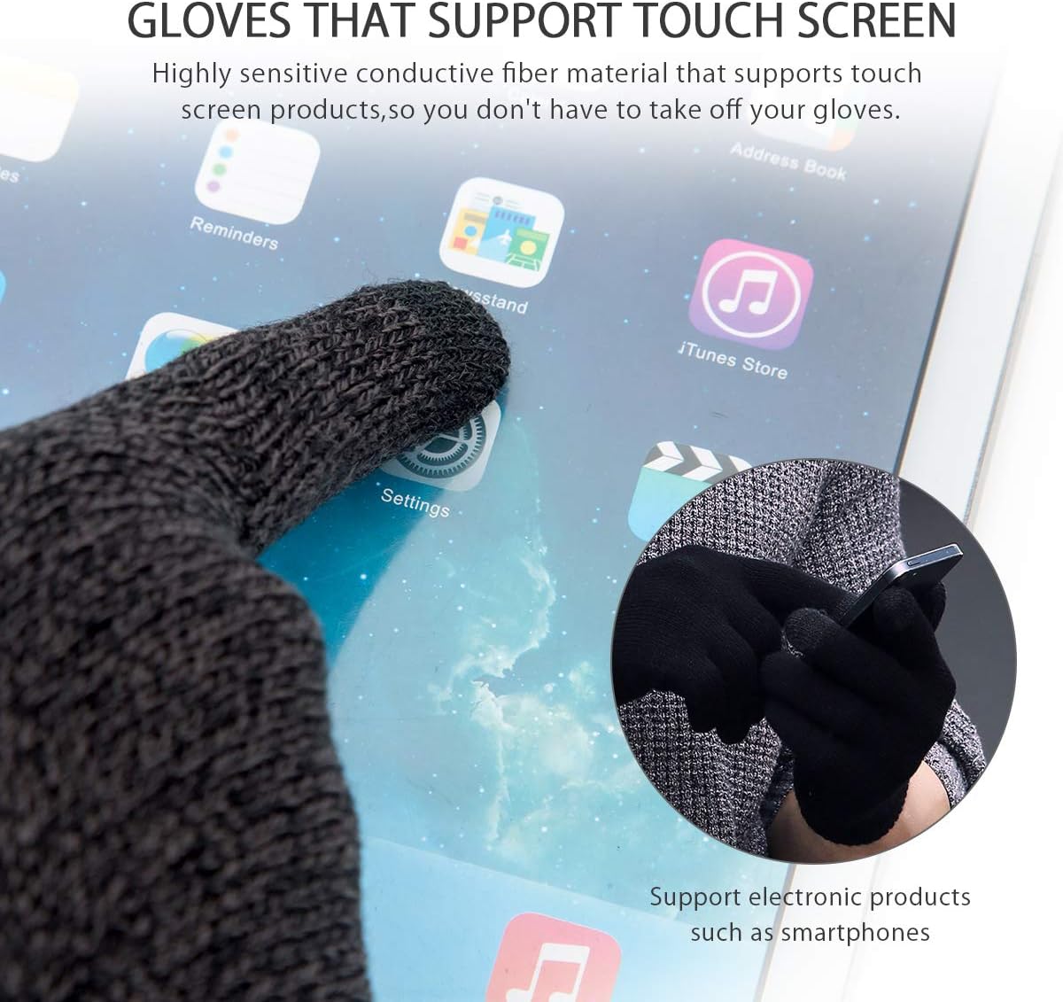 LumiSyne Winter Knitted Beanie Hat Scarf Infinity Touch Screen Gloves Set Men Women Skull Cap Neck Warmer Outdoor Sport