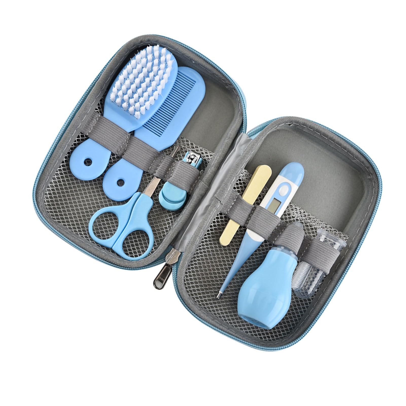 Generic Kit de Toilettage pour bébé, Ensemble de Soins Portable et Sûr pour nouveau-né, pour Garçons et Filles, Soins de santé en Crèche, en Plastique et en Métal (BLUE)