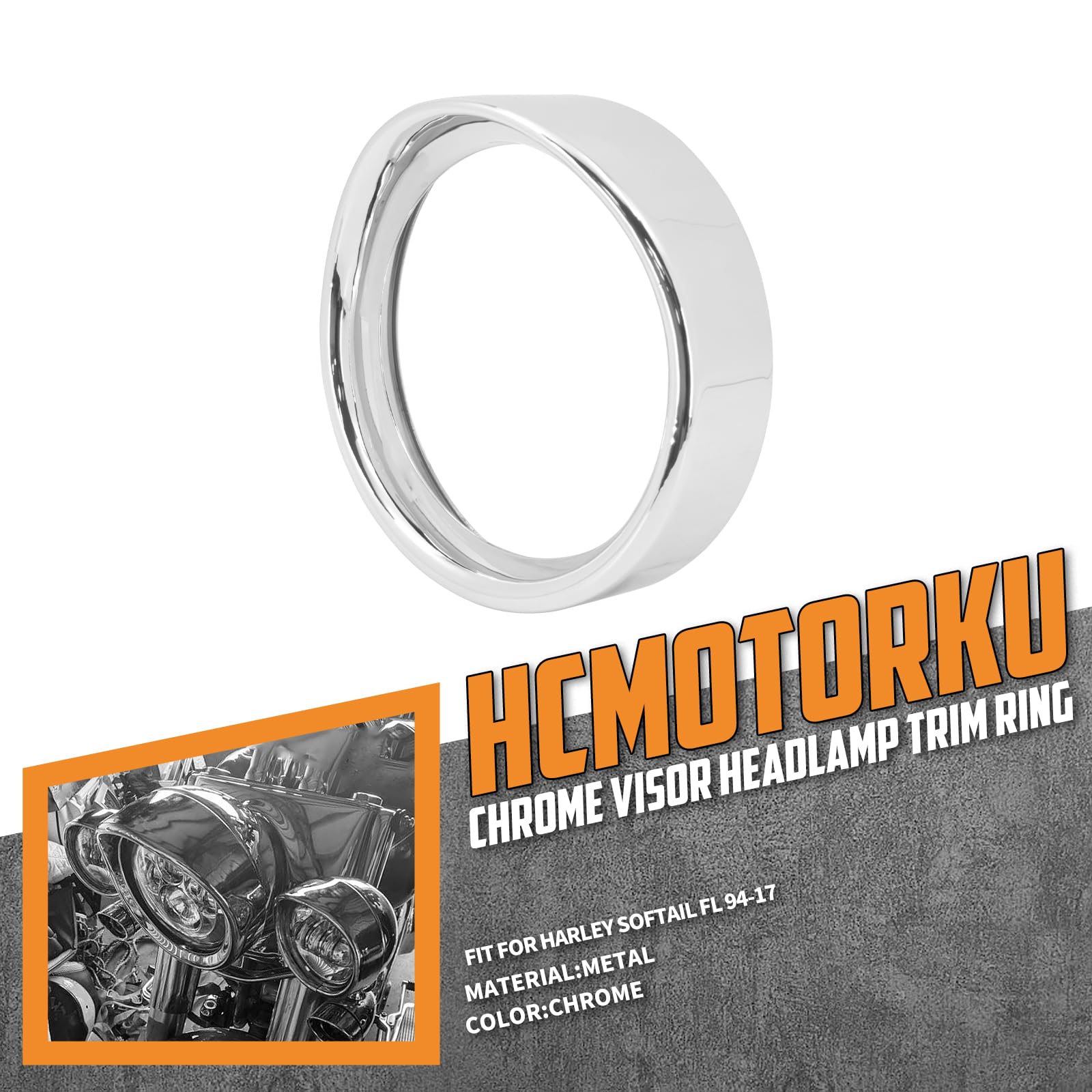 Anillo de visera para faros delanteros de motocicleta, bisel de motocicleta, anillo de ajuste de lámpara para Harley Softail FLS FLST FLSTF FLSTN 1994-2017 FLRT 2015-2023, cromado