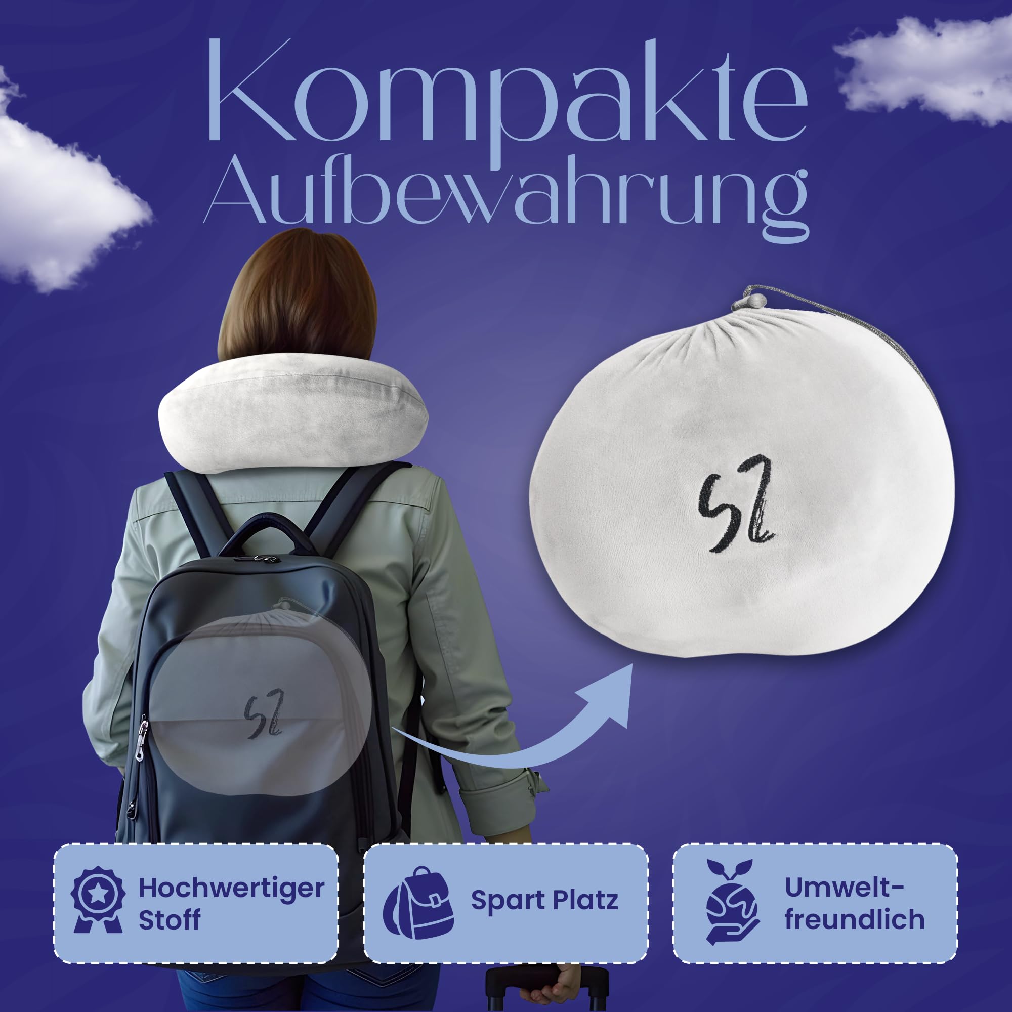 Nuevo diseño de zona de Snooze – Cojín cervical 2 en 1, diseño de avión, cojín de viaje único de espuma viscoelástica, fácil de guardar cojín cervical, práctico cojín cervical, blanco