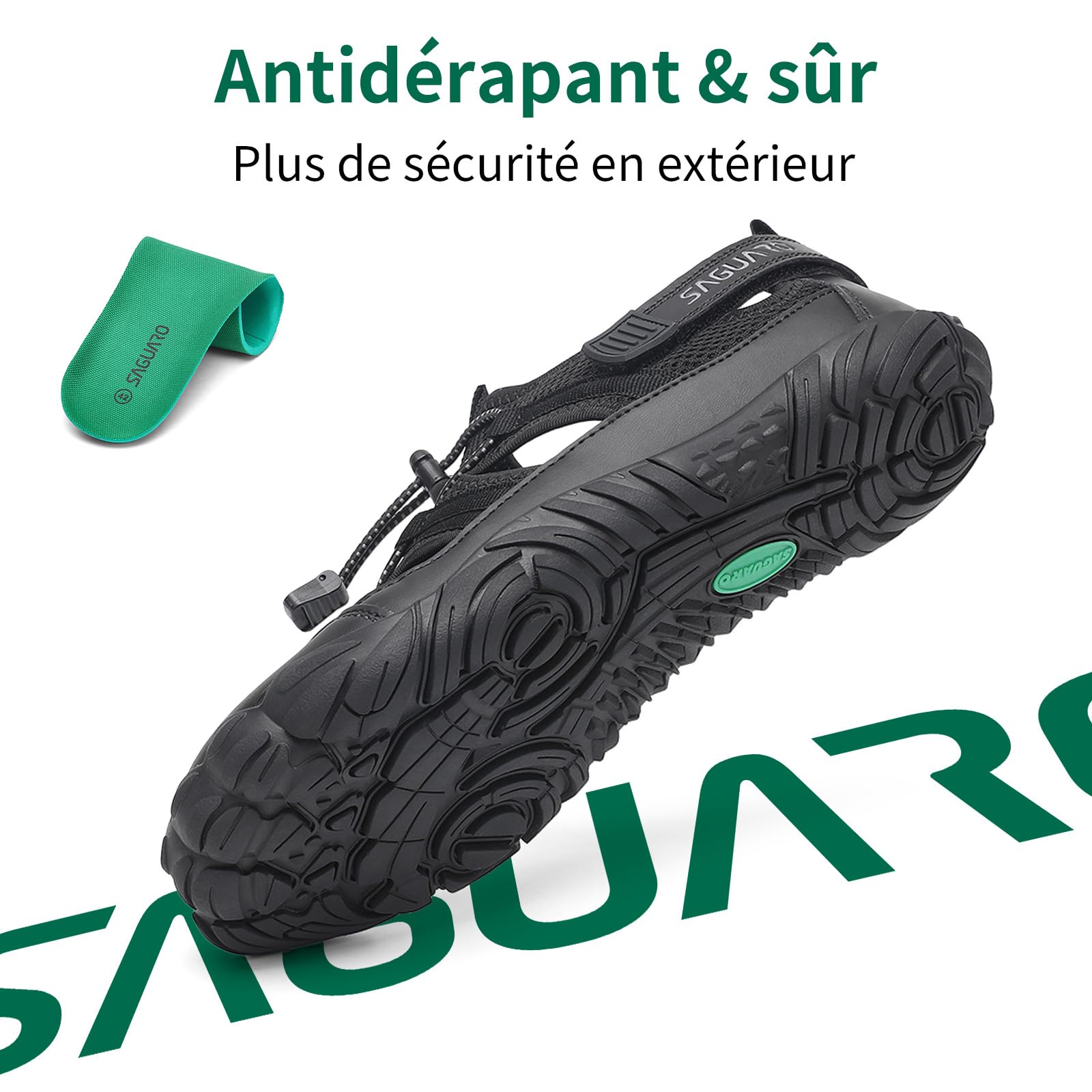 SAGUARO Unisexe Sandales de Randonnée Antidérapant Été avec Semelle Zero Drop et Wide Toe Box, 36-48