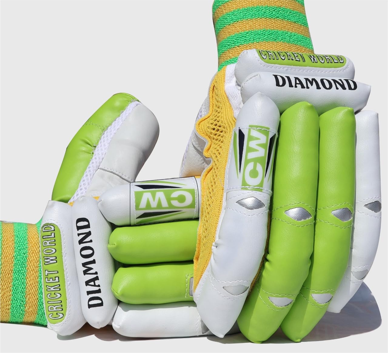 CW Diamond Cricket Gloves Batting Gloves Right Hand Cricket Practice Gloves LH Batting Gloves Protective Gears Green Right (Boys)-image-5