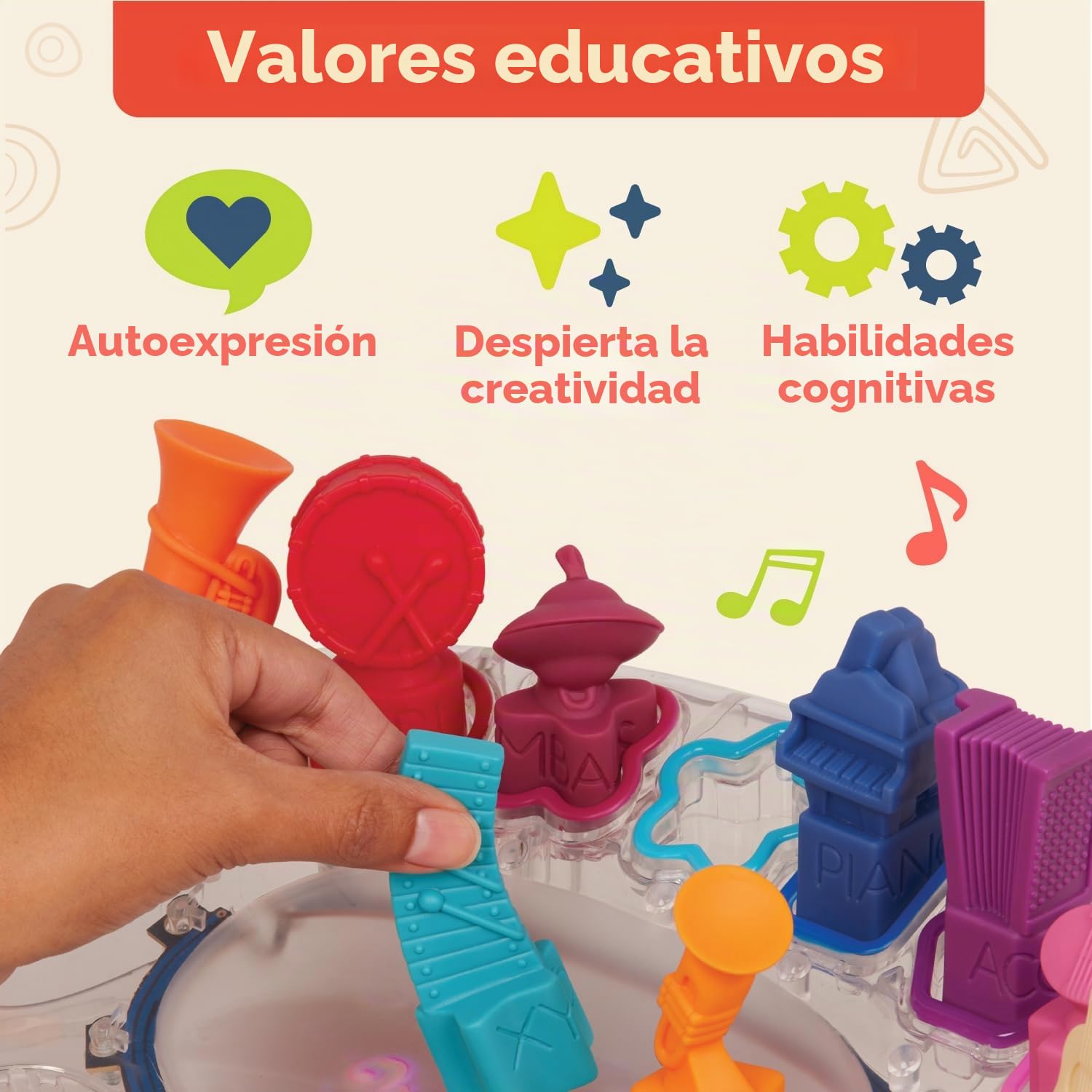 B. toys Symphony in B. Orquesta interactiva Musical con 13 Instrumentos | Escenario musical interactivo con 13 instrumentos, 15 canciones y espacio para hasta 6 instrumentos a la vez, a, 3 años y +