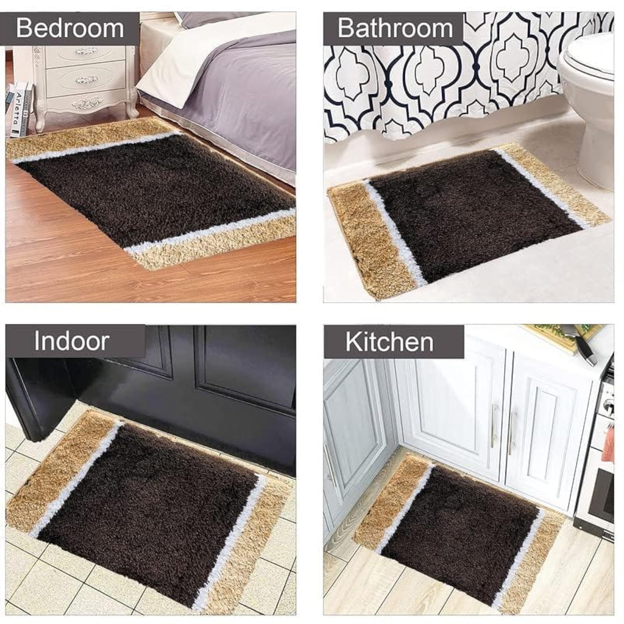 Modern Pattern Beige Bath Mat - Pack of 2