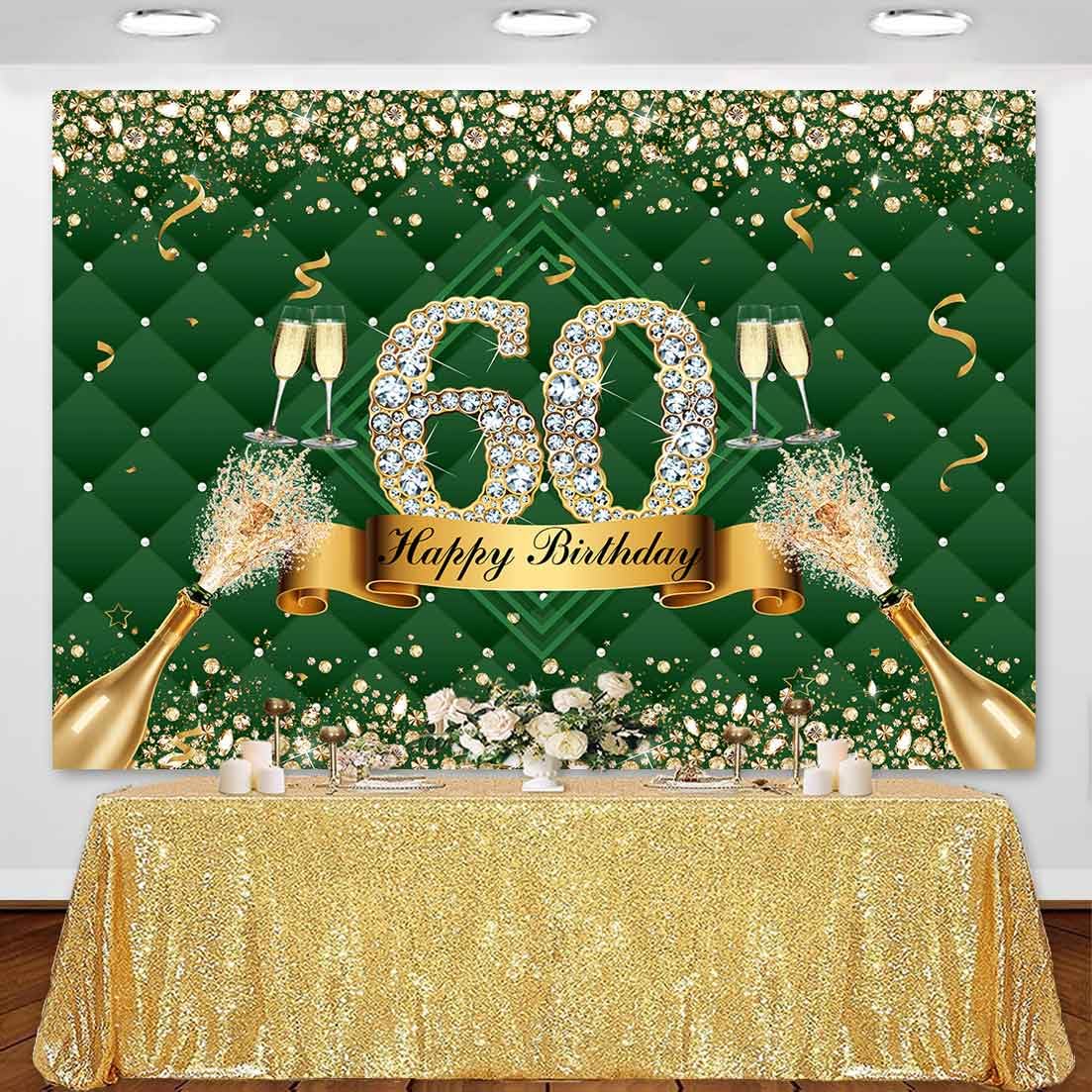 Sensfun Hintergrund Zum 60. Geburtstag – 2,4x1,8 M Vinyl-Banner Mit Bokeh, Glitzer & Goldballons