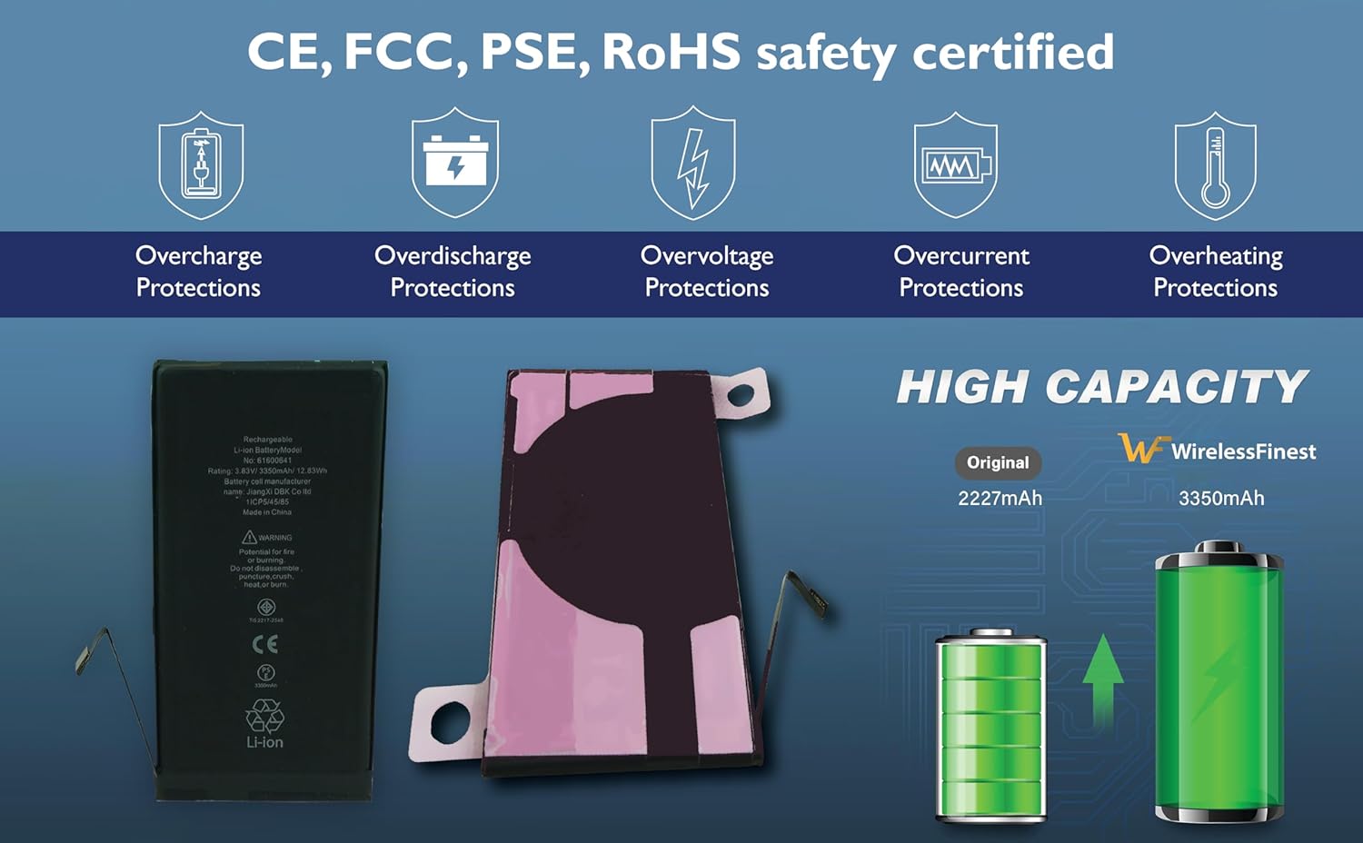 Battery Replacement for iPhone 12&12 pro Model A2403 A2404 A2172 A2402 High Capacity Repair Part + Tool + Adhesive Fix Low Dead Power Issue New 0 Cycle Spare Battery