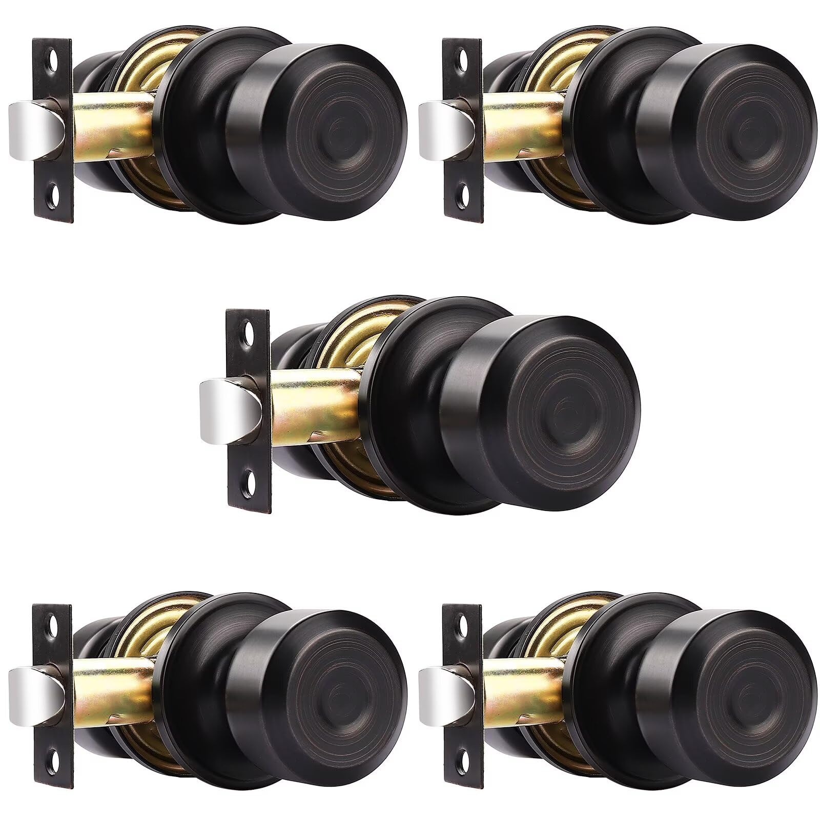 Boutons de porte de passage en bronze huilé Probrico (lot de 5) sans serrure pour couloir