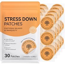 Stress Down Patches for Stress Relief, Cortisol Level Support for Women Men, Calming Adhesive Balance Patch for Relaxation & Mood Support, Stress Down Patches for Daily Mental Wellness,Vegan