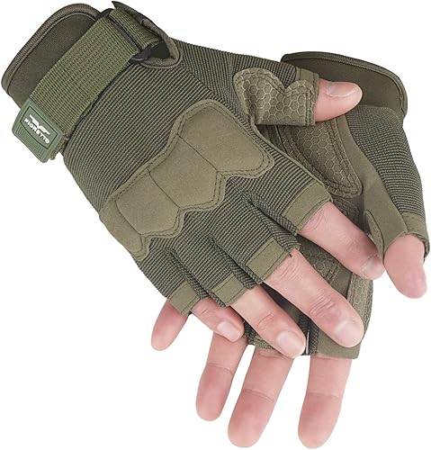 Miniatura 4 de FIORETTO Guantes sin dedos, guantes Airsoft, guantes de medio dedo para conducir, ciclismo, tiro, caza, motocicleta, escalada, trabajo al aire libre