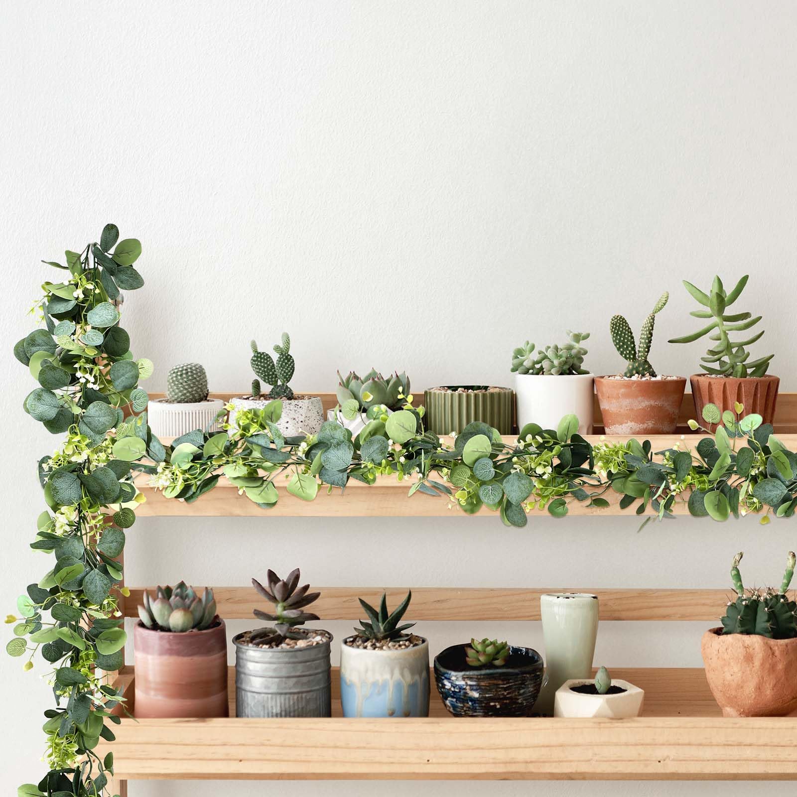Guirnaldas Artificiales de Eucalipto con Hojas de Hojas Verdes Guirnalda | para Decoración de Fondo Boda Camino de Mesa Central Bodas Decoración de Mesa