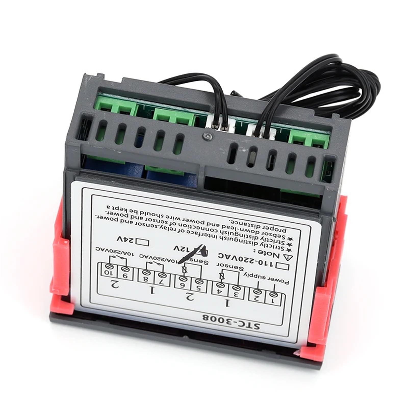 Podwójny cyfrowy kontroler temperatury, dwa przekaźniki, termostat, regulator temperatury 10 A, ogrzewanie, chłodzenie, STC-3008, 12 V, 24 V, 220 V (DC24 V)